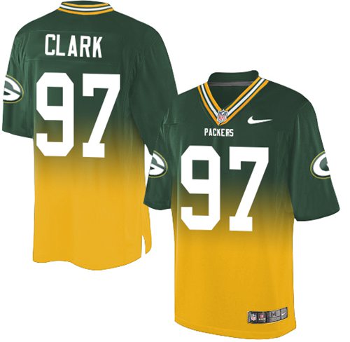 Nike Packers #97 Kenny Clark Green/Gold Men's Stitched NFL Elite Fadeaway Fashion Jersey - Click Image to Close